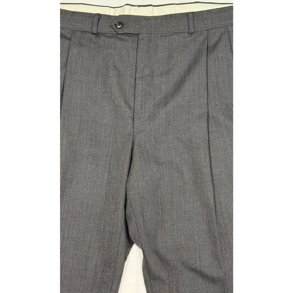 Hand tailored 40 x‎ 28 Men's Dark Gray Pleated zip button nice quality USA - Picture 2 of 4